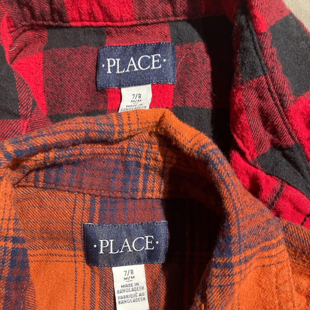 Bundle of 2 Boys Plaid Flannel Button Up Shirts